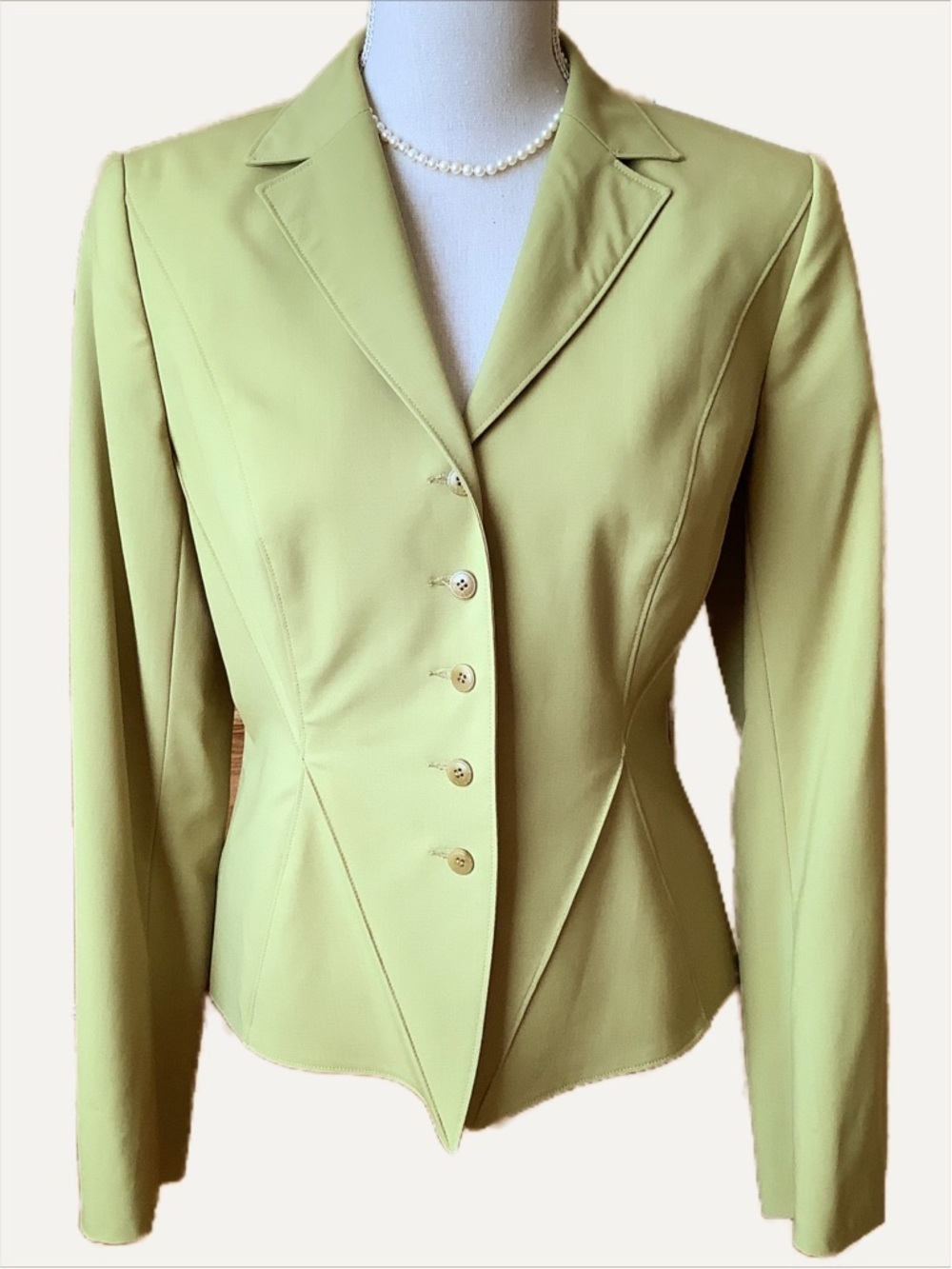 JOEFFER CAOC MISURA Lime Green Virgin Wool Tailored Blazer 8